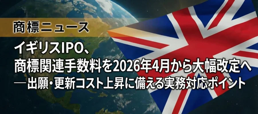 イギリスIPO、商標関連手数料を2026年4月から大幅改定へ ― 出願・更新コスト上昇に備える実務対応ポイント